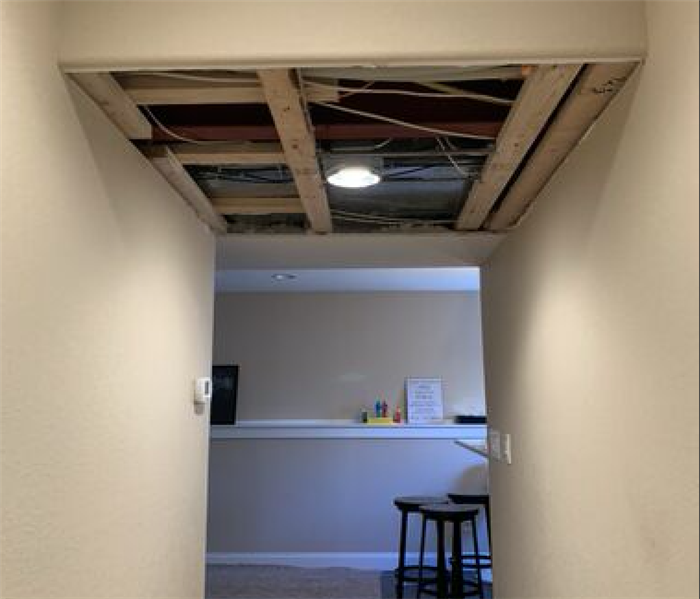The ceiling after the damaged contents are removed