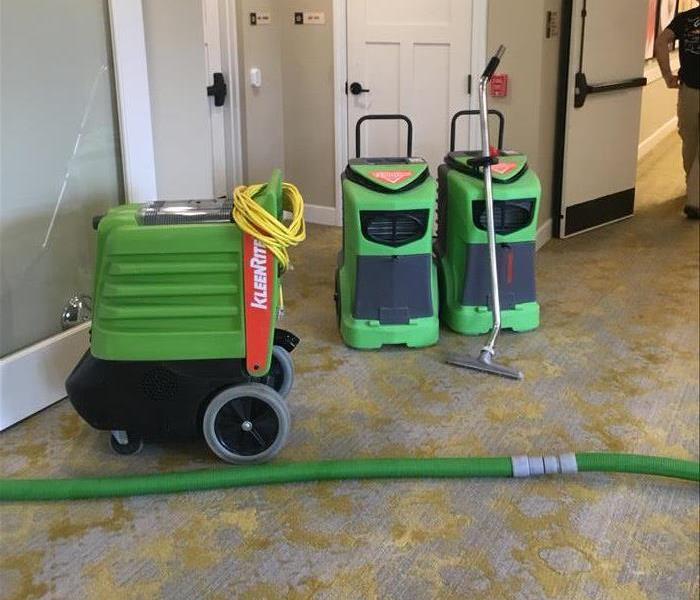 SERVPRO equipment in a hallway ready to be used